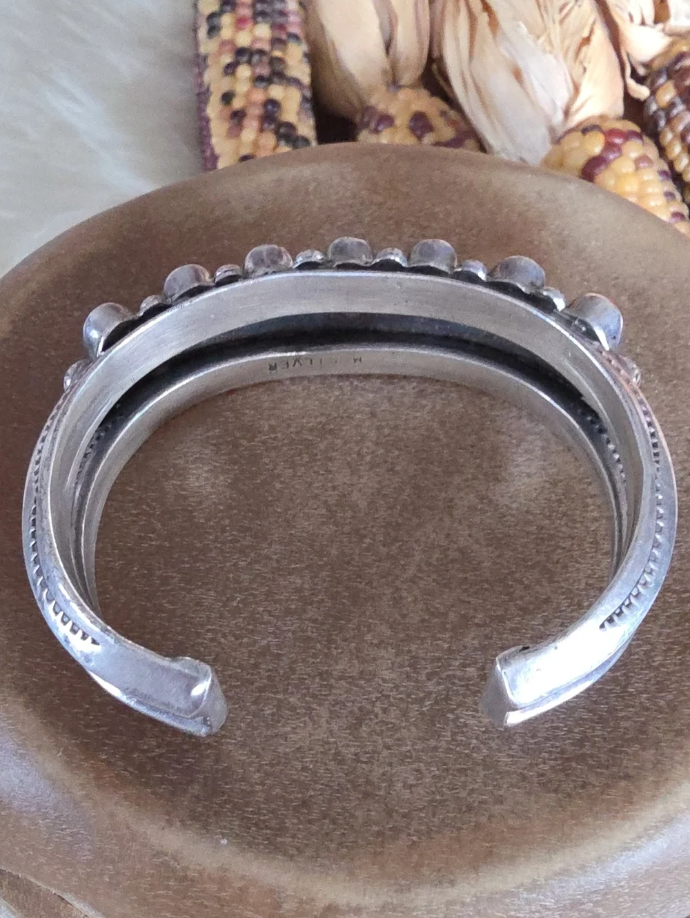 Amazing Native American Navajo Coral & Sterling Cuff By Marie Silver ❤️🎁🩶🪸